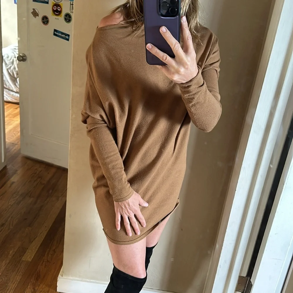 NBD brown off shoulder sweater - Picture 3 of 5